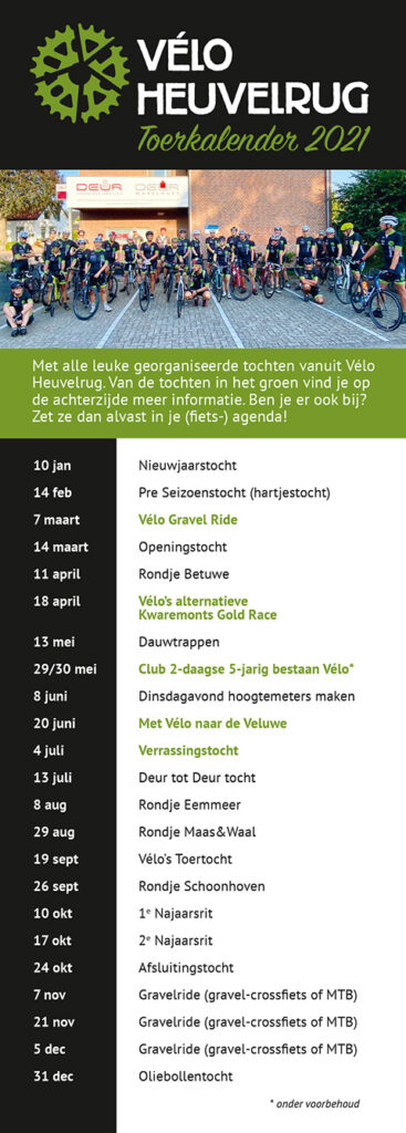 velo heuvelrug toerkalender 2021